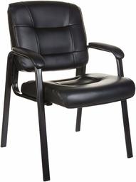 AmazonBasics Classic Leather Office Desk Guest Chair with Metal Frame, Black