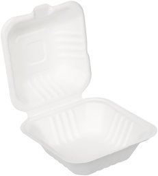 AmazonBasics Disposable Clamshell Take-Away Food Container, Eco-Friendly Compostable and Biodegradable, 15 x 15 x 8 cm, Pack of 250