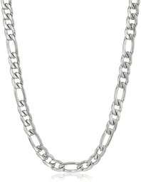 Men's Stainless Steel 4mm Figaro Chain Necklace, 24