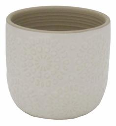 Amazon Brand – Stone & Beam Small Floral-Embossed Planter, 4.3