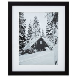 Amazon Brand – Stone & Beam Modern Black and White Cabin in Snow Photo Posster Print Framed Wall Art Decor - 18 x 22 Inch Picture Frame, Black