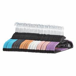 AmazonBasics - Perchas de plástico antideslizantes para ahorrar espacio con 10 pinzas de dedo, 6 colores, 60 unidades