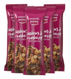 Wickedly Prime Fruit & Nut Bar, Cashews & Cranberry, 1.4 Ounce (Pack of 5)