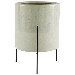 Amazon Brand – Rivet Mid-Century Ceramic Planter with Iron Stand, 17