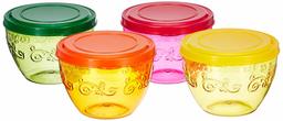 Amazon Brand - Solimo Wonder Bowl with Snapfit Lid, 220 ml, Set of 4, Multicolour