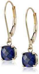 Amazon Collection10Â K oro 6Â mm cojÃ­n Gemstone Lever Back Earrings