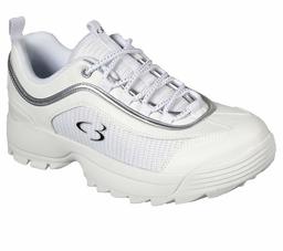 Concept 3 by Skechers Beyond Fresh Zapatillas de Moda con Cordones para Mujer, Blanco/Plateado, 11