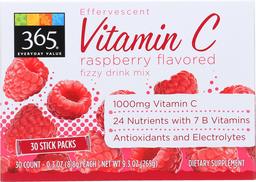 365 Everyday Value, Effervescent Vitamin C, Raspberry Flavor, 30 ct