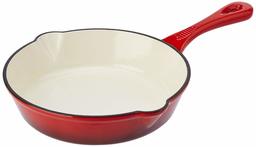 Amazon Brand - Solimo Cast Iron Fry Pan, 21cm, Red