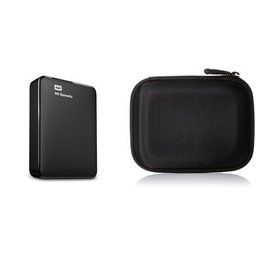 WD HDD, 3TB, WD Elements Portable wdbu6y0030bbk – Hard + Amazon Basics Portable Hard Drive Case