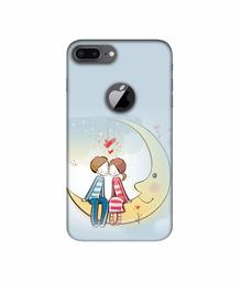 Amazon Brand - Solimo Designer Couple Sitting On Moon 3D Printed Hard Back Case Mobile Cover for Apple iPhone 8 Plus (with Logo Cut)