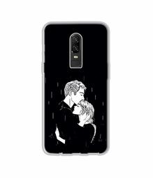 Amazon Brand - Solimo Designer Couples Standing in Rain UV Printed Soft Back Case Mobile Cover for OnePlus 6