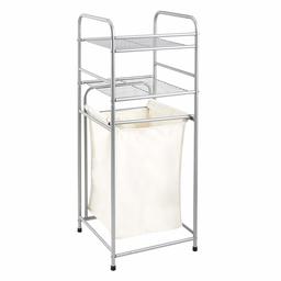 AmazonBasics Retractable Laundry Hamper Sorter Basket with 2 Shelves