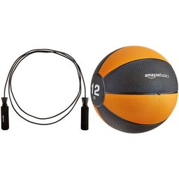 AmazonBasics Jump Rope and 12-Pound Medicine Ball Set