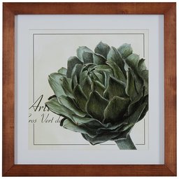 Amazon Brand – Stone & Beam Modern Botanical Print Wall Art of Green Artichoke, Brown Frame, 14.5