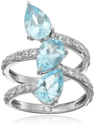 Blue Topaz Wrap with White Topaz Accents Ring, size 7