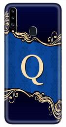 Amazon Brand - Solimo Designer Blue Pattern Alphabet-Q 3D Printed Hard Back Case Mobile Cover for Samsung Galaxy A20s