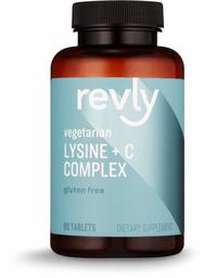 Amazon Brand - Revly Lysine + C Complex, 1000 mg L-Lysine and 66 mg Vitamin C per Serving (2 Tablets), 90 Tablets, Gluten Free