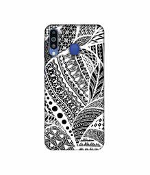 Amazon Brand - Solimo Designer Random White Pattern 3D Printed Hard Back Case Mobile Cover for Samsung Galaxy M21