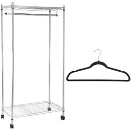 AmazonBasics Garment Rack and Velvet Suit Hangers (50-Pack)