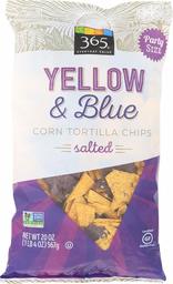 365 Everyday Value, Yellow & Blue Corn Tortilla Chips, Salted, 20 oz