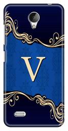 Amazon Brand - Solimo Designer Blue Pattern Alphabet-V 3D Printed Hard Back Case Mobile Cover for Vivo Y21L