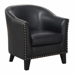 Ravenna Home Keith Rounded Faux Leather Nailhead Accent Chair