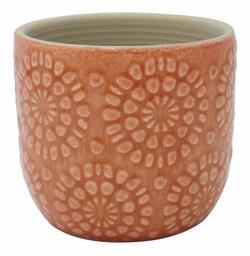 Amazon Brand – Stone & Beam Small Floral-Embossed Planter, 4.3