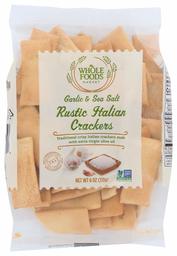 Whole Foods Market, Rustic Italian Crackers, Garlic & Sea Salt, 6 Ounce