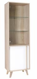 Amazon Brand - Movian Moselle 1-Door Display Cabinet with 5 Shelves, 57 x 185 x 40cm, Light Brown Oak-Effect/White