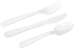 AmazonBasics Heavy-Weight Plastic Cutlery Kits, White, 500-Pack