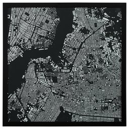 Amazon Brand – Rivet Modern Black and White Map of New York City, Black Frame, 30