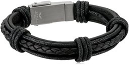 Men's Leather and Stainless Steel with USB Functionality Bracelet