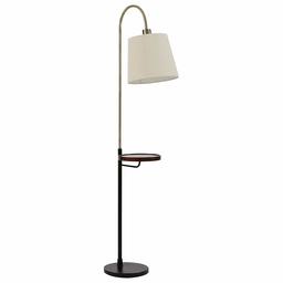 Rivet Franklin Living Room Standing Floor Lamp and Shelf with USB Charging Port and Light Bulb, 65