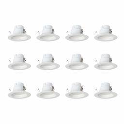 AmazonCommercial 65 Watt Equivalent, 4-Inch Recessed Downlight, Dimmable, CEC Compliant, Energy Star, Round LED Light Bulb | Daylight, 12-Pack