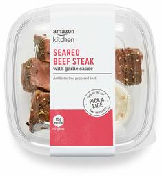 Amazon Kitchen, Seared Beef Steak with Garlic Sauce, 4.4 oz