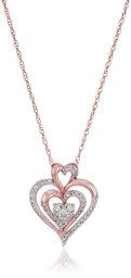 10k Rose Gold Diamond Heart Pendant Necklace (1/4cttw, I-J Color, I2-I3 Clarity), 18