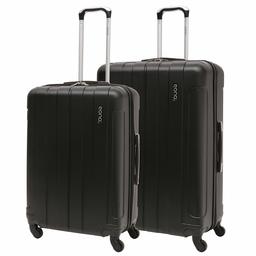 EONO Essentials ABS Hartschalenkoffer Reisetrolley Koffer mit 4 Rädern (Schwarzes ABS, 2 Stück Set 25/29