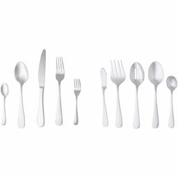 AmazonBasics 45-Piece Stainless Steel Flatware Set with Round Edge, Service for 8