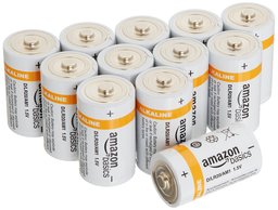 AmazonBasics D Cell Everyday Alkaline Batteries, 12 Count