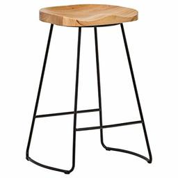 Amazon Brand – Rivet Modern Industrial Wood and Metal Kitchen Counter Bar Stool, 25.6