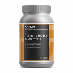 Amazon-Marke: Solimo Nahrungsergänzungsmittel mit Kurkuma 500 mg und Vitamin D, 240 Kapseln