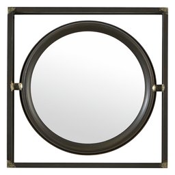 Amazon Brand – Stone & Beam Industrial Square Floating Metal Wall Mirror, 12 Inch Height, Black