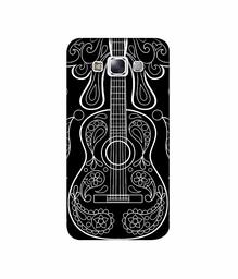 Amazon Brand - Solimo Designer White Gitar On Black 3D Printed Hard Back Case Mobile Cover for Samsung Galaxy E7