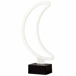 Amazon Brand - Rivet Crescent Moon LED Neon Novedad lámpara de mesa o pared luz 11.75 pulgadas de alto, color blanco