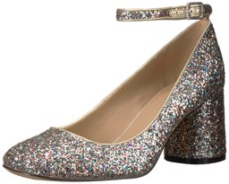 The Fix Margot Block Heel Ankle Strap Pump, Gold/Multi Glitter, 10 M US