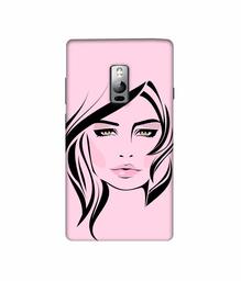 Amazon Brand - Solimo Designer Pink Lady Pattern 3D Printed Hard Back Case Mobile Cover for OnePlus 2