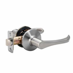 AmazonBasics December Door Lever, Passage, Satin Nickel