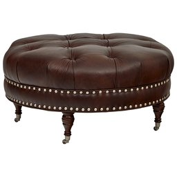 Amazon Brand – Stone & Beam Janelle Button Tufted Leather Ottoman, 37