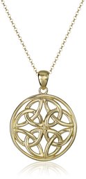 Amazon Collection18k Yellow Gold Plated Sterling Silver Celtic Knot Pendant Necklace, 18